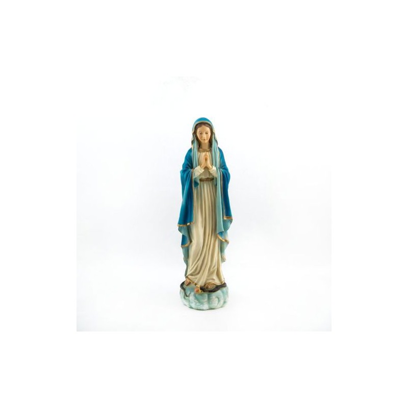 Statue de la Vierge Miraculeuse aux mains jointes en résine. 30 cm