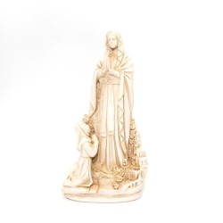 Statue de l'Apparition de Lourdes en résine beige. 22 cm