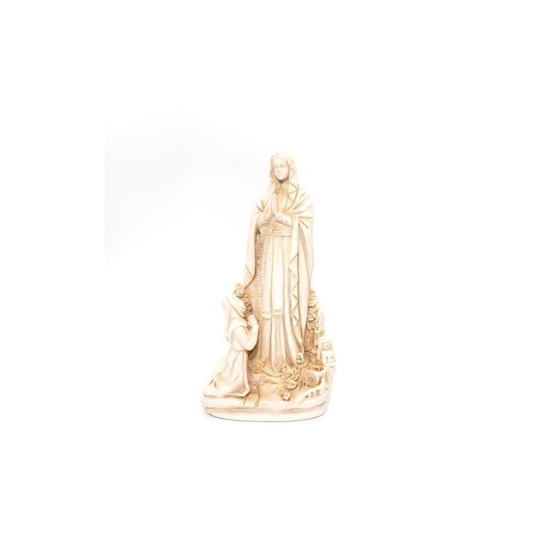 Statue de l'Apparition de Lourdes en résine beige. 22 cm