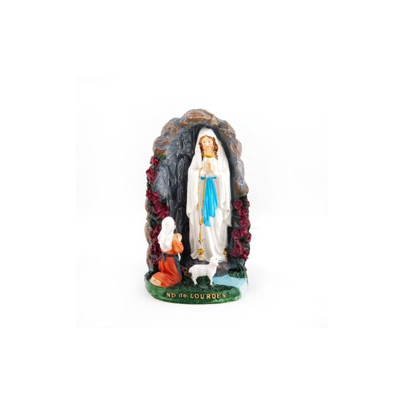 Grotte avec l'Apparition de Lourdes en résine. 15 cm