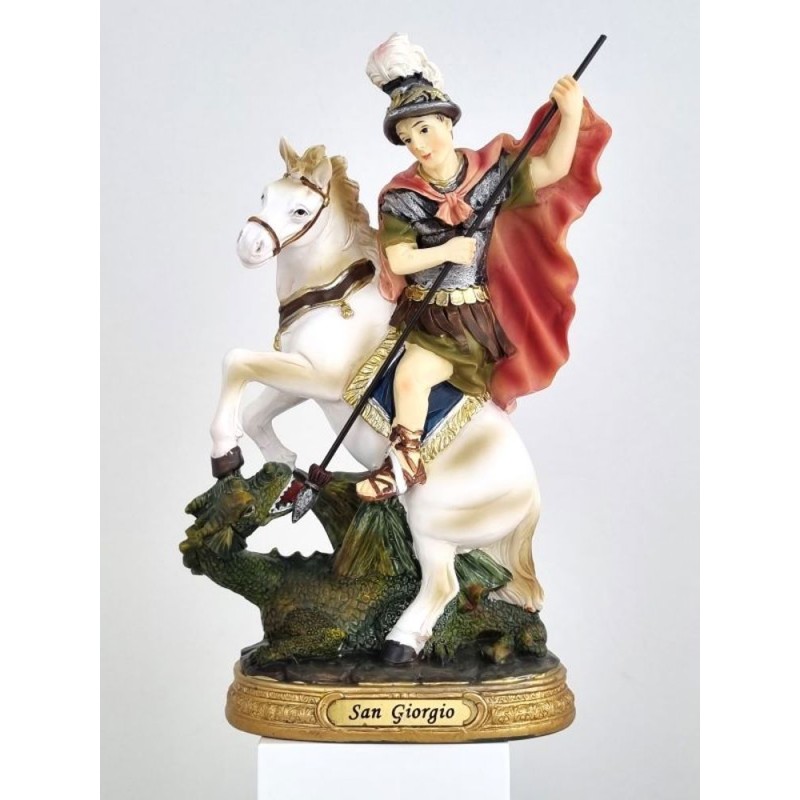 Statue Saint Goerges + dragon 20.3cm résine