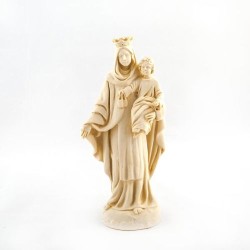 Statue de Notre Dame du Mont Carmel en résine beige. 22 cm