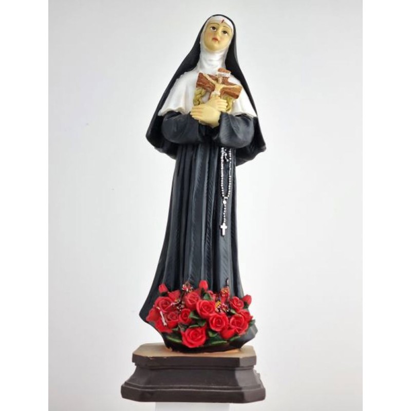 Statue de Sainte Rita en résine colorée. 40 cm