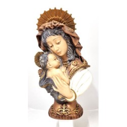 Statue du buste de la Vierge et de l'enfant en résine. 52/18 cm