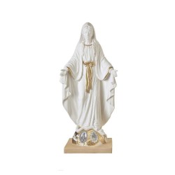 Statue Miraculeuse 40cm blanc/or avec médaille métal OX