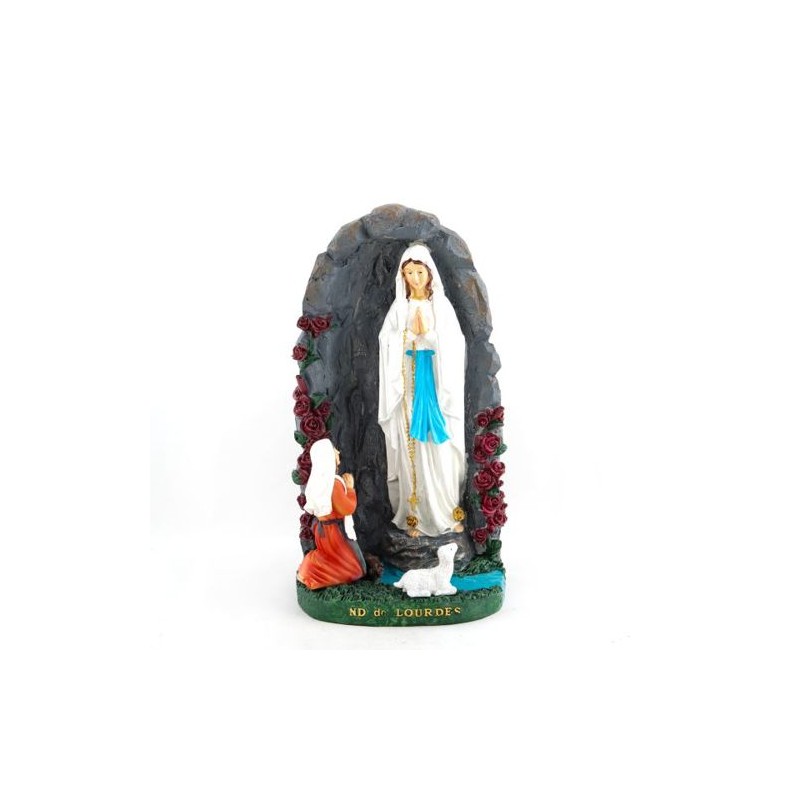 Grotte avec l'Apparition de Lourdes en résine. 30 cm