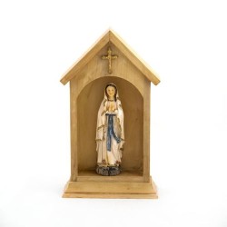 Niche avec statue de Notre Dame de Lourdes en résine. 23 cm