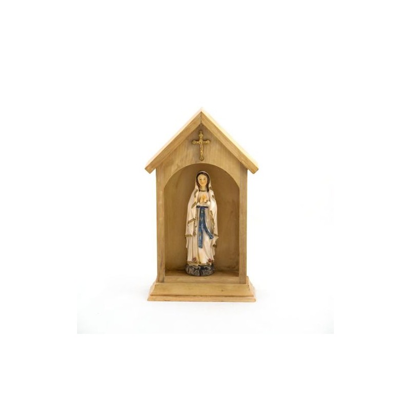 Niche avec statue de Notre Dame de Lourdes en résine. 23 cm