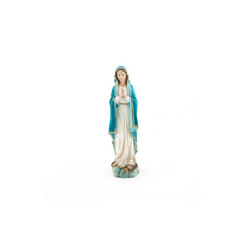 Statue de la Vierge Miraculeuse aux mains jointes en résine. 20 cm