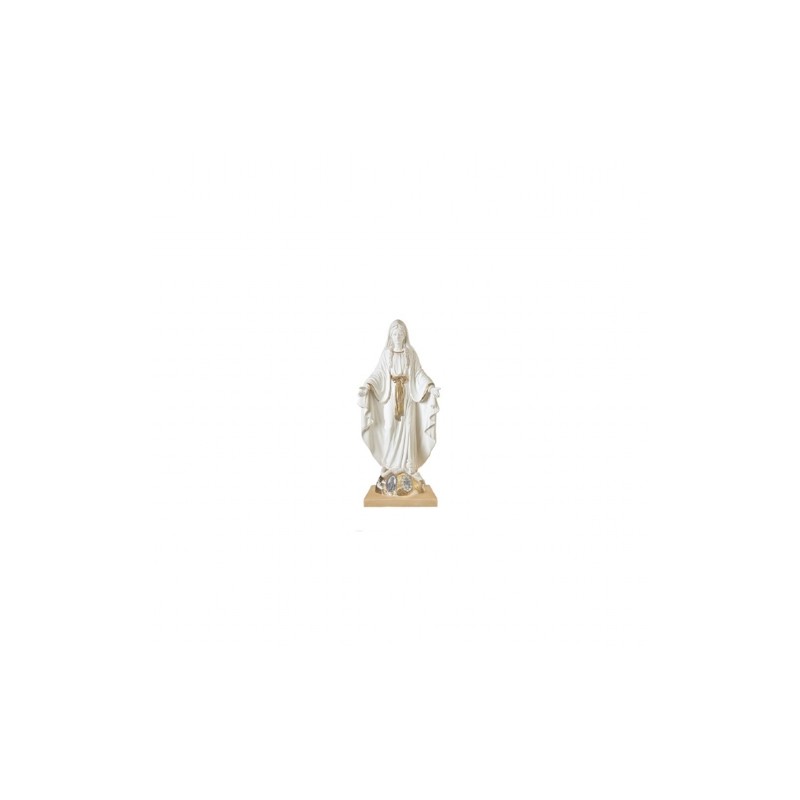 Statue Miraculeuse blanche 20cm avec médaille métal