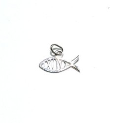 Pendentif poisson en argent rhodié. 18 mm