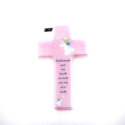 Croix en bois pour enfant avec texte en néerlandais. 15/9 cm