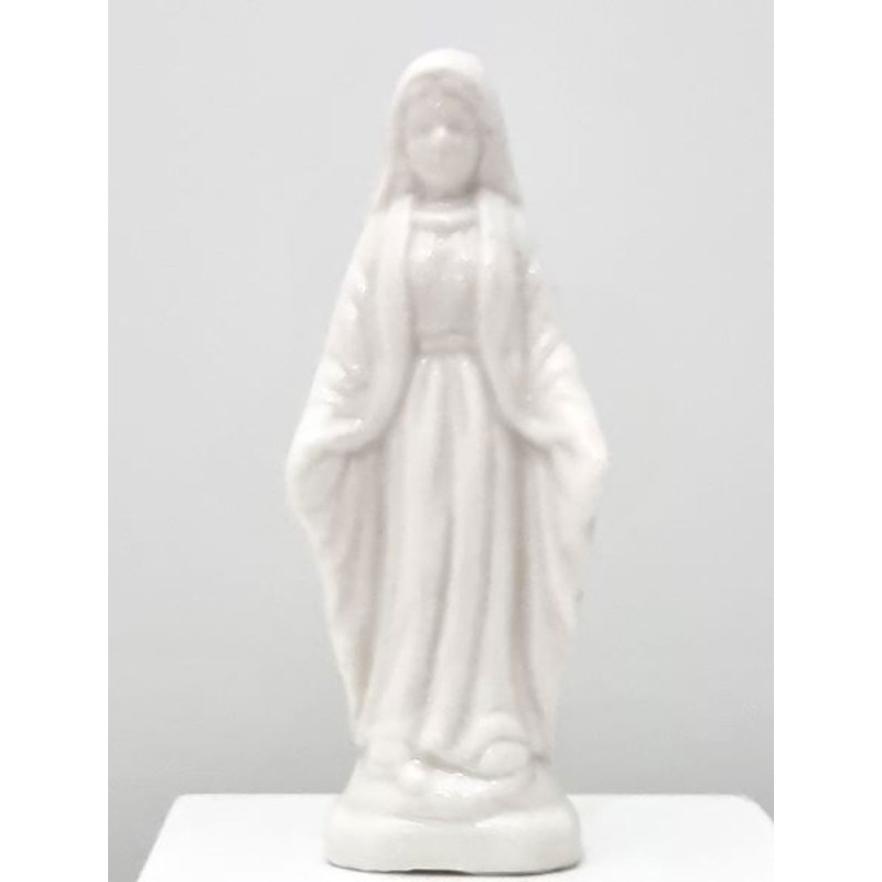 Statue de la Vierge Miraculeuse en céramique blanche. 8 cm