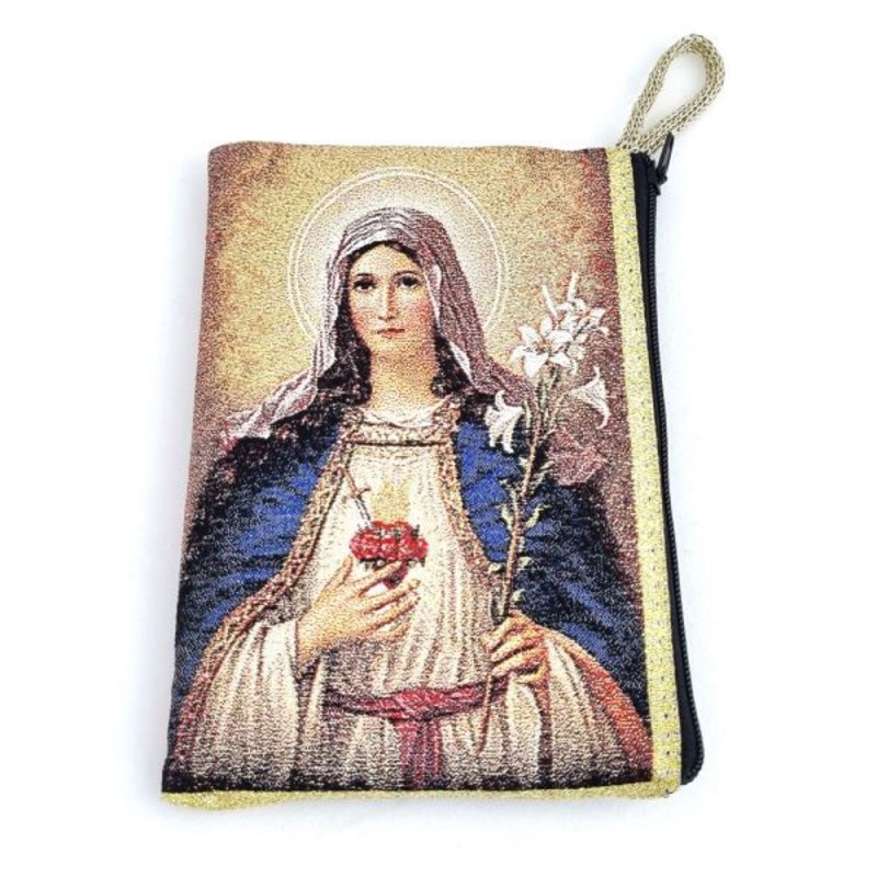 Pochette 10x14cm  tissus Sc Marie / Sc Jesus