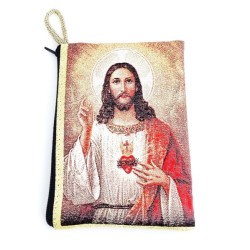 Pochette 10x14cm  tissus Sc Marie / Sc Jesus