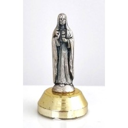 Statue de Jésus Sacré Coeur en métal argenté avec base. 4 cm