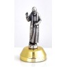 Statue de Padre Pio en métal argenté avec base. 4 cm