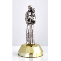 Statuette de Saint Antoine en métal argenté. 4 cm