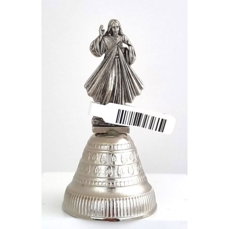 Metalen klokken 7.5cm met een beeld van Christus barmhartig