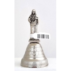 Clochette métal 7.5cm avec statuette Sacré Coeur de Jésus