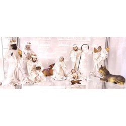 Set crèche 10 sujets 30.8cm résine et tissus