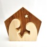 Sainte Famille en bois de chêne et érable découpé 10x10cm 