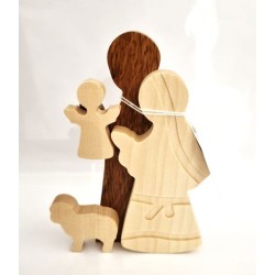 Sainte Famille en bois de chêne et érable découpé 15cm