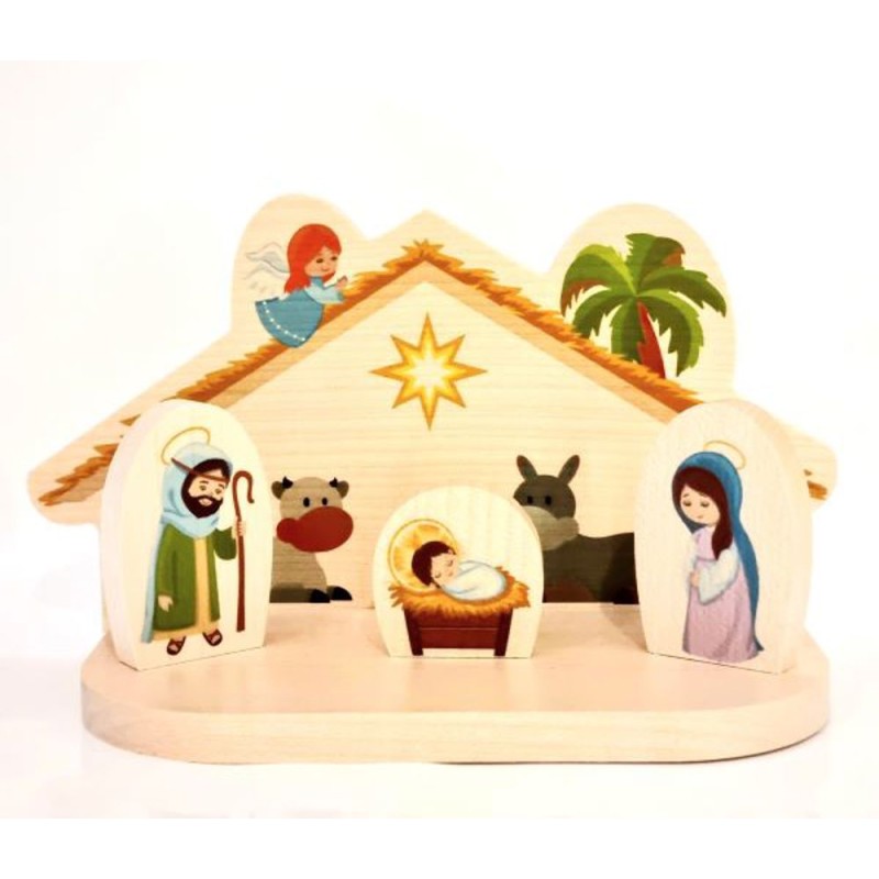 Petite crèche nativité en bois découpé