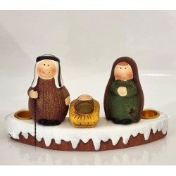 Terracotta kaarshouder van de Heilige Familie Kerststal