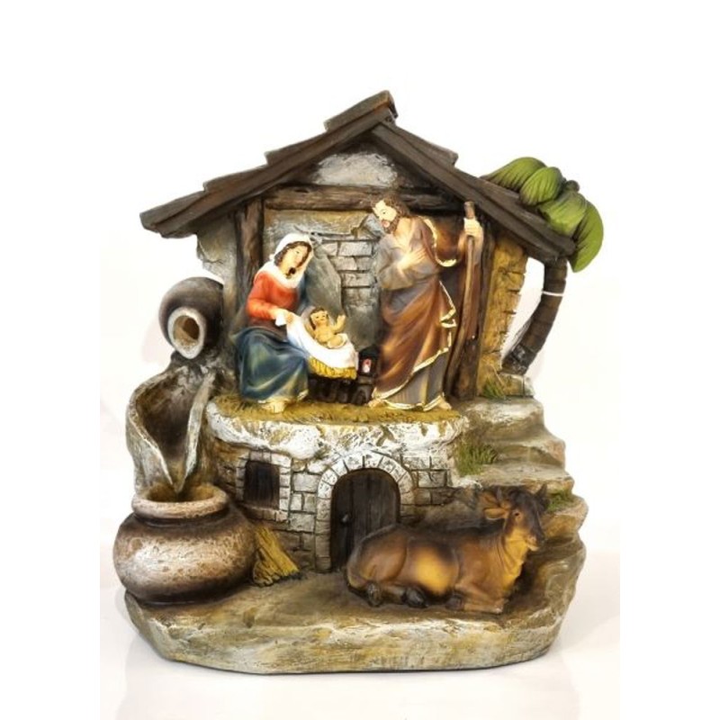 Nativité crèche fontaine 28.5cm résine