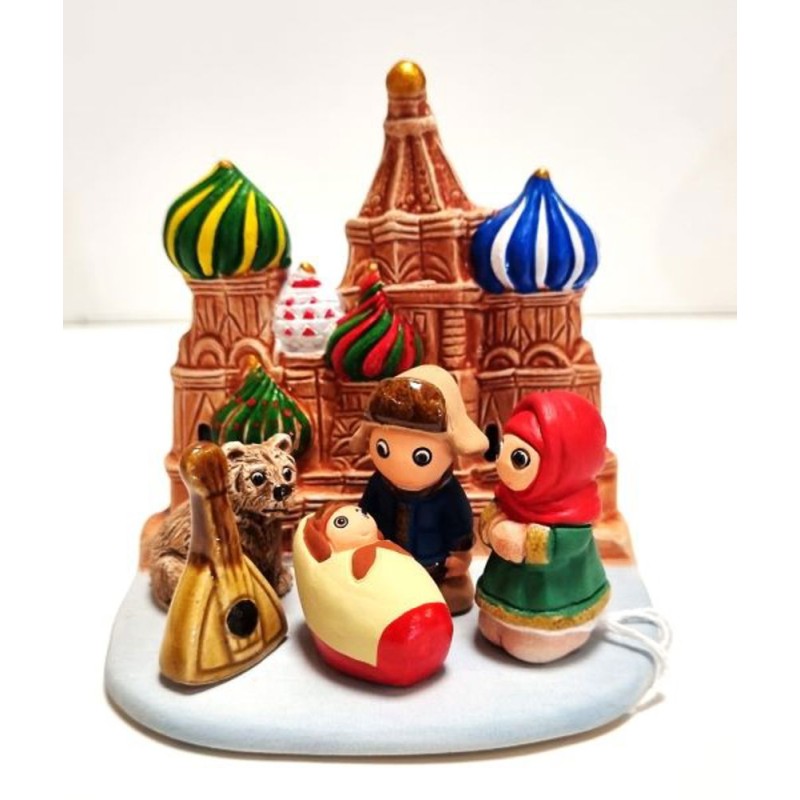 Crèche de Noël Russie en céramique. 8/7 cm