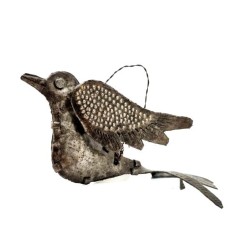 Oiseau à suspendre artisanl fabriqué en Haïti. 16 cm