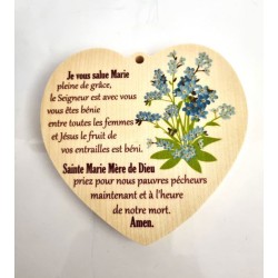 "Houten hart ""JVSM+blauwe bloemen"" 12x10cm"