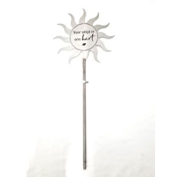 "Plaque en inox en dorme de soleil avec inscription ""Voor altijd in ons hart"""