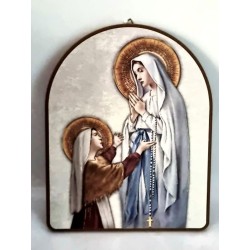 Icône de Notre Dame de Lourdes en bois. 20/25 cm
