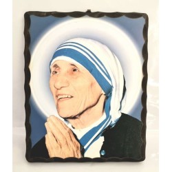 Cadre en bois massif avec Mère Teresa de Calcutta. 20/25 cm