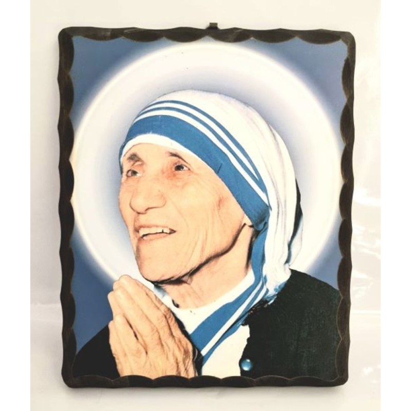 Massief houten raam met Moeder Teresa van Calcutta. 20/25 cm