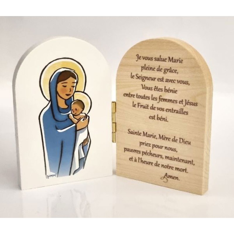 Diptyque en bois 14x10 cm Vierge Enfant