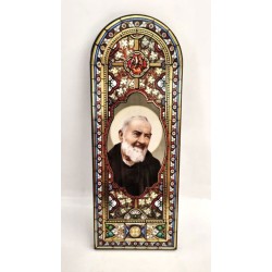 Houten icoon van Padre Pio. 27/10 cm