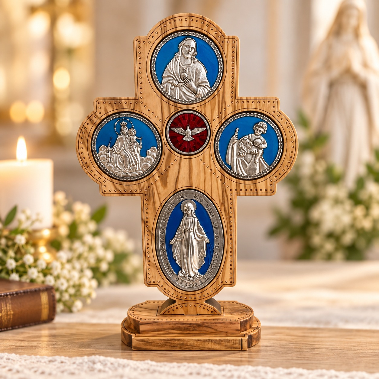 Croix dévotionnelle en bois sculpté