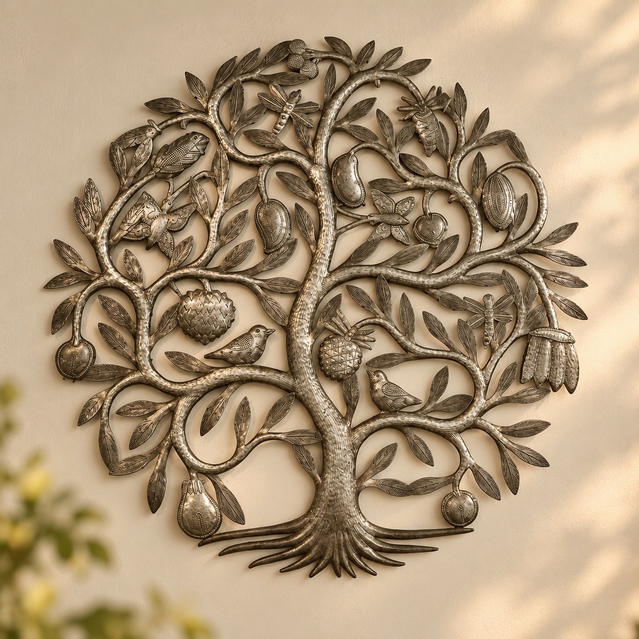 Sculpture murale Arbre de Vie argenté
