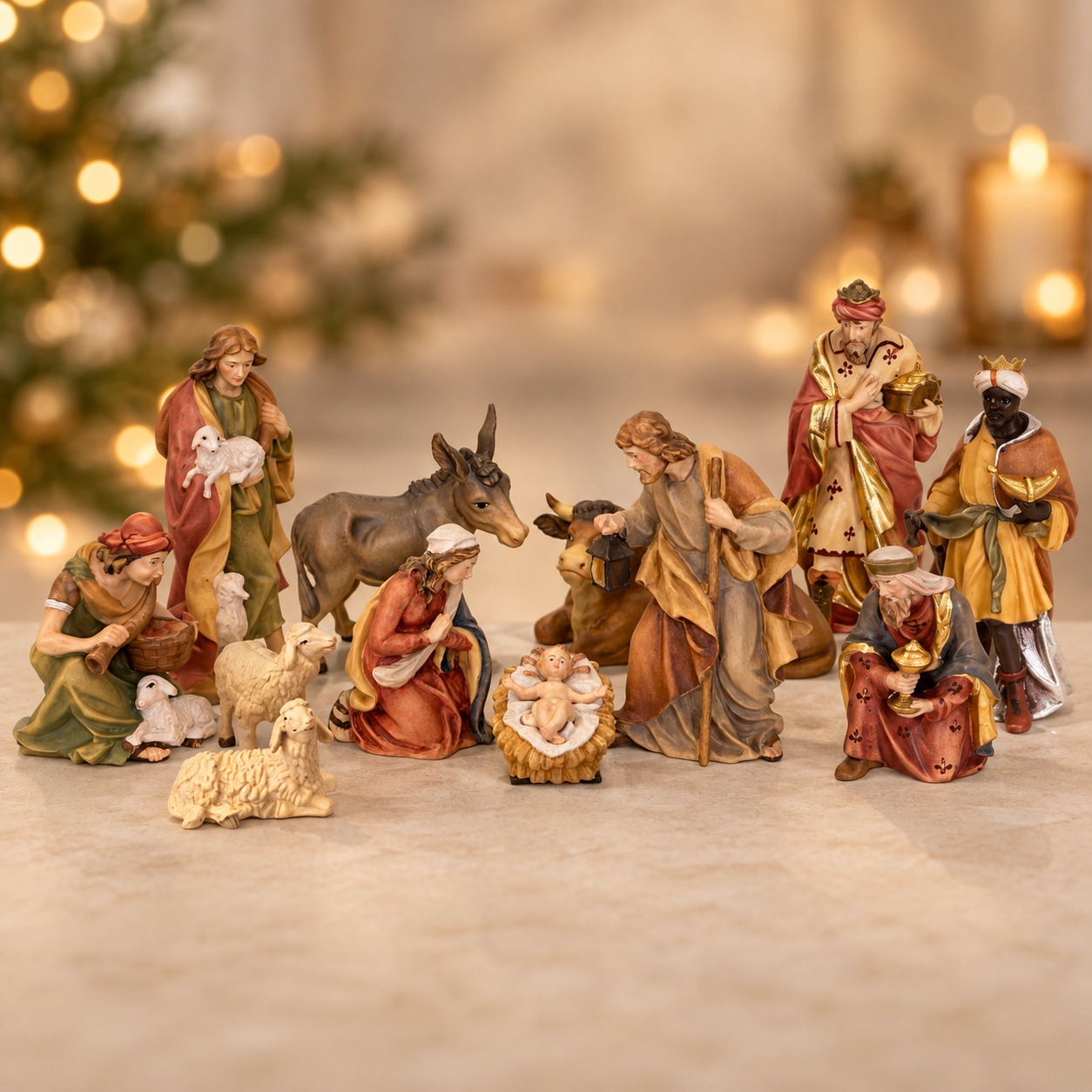 Crèche de Noël chaleureuse et détaillée
