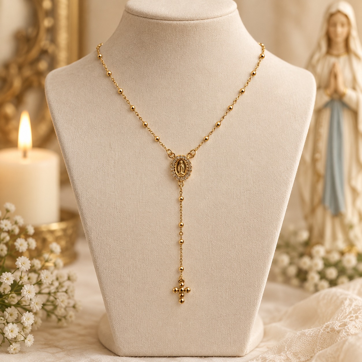 Collier doré sur buste ivoire