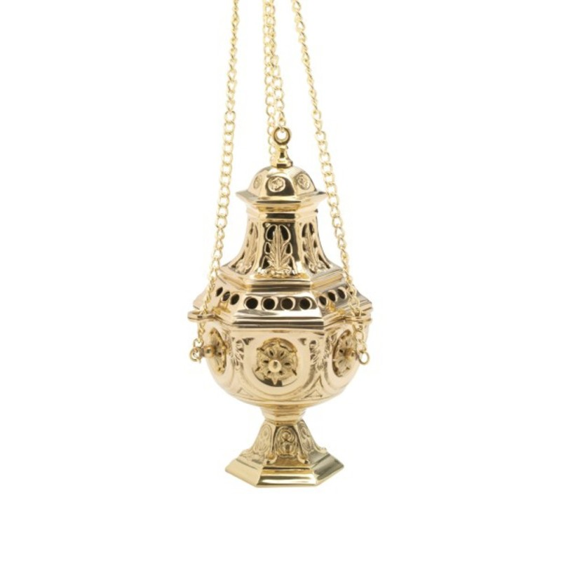 Encensoir baroque doré sur chaine H:27cm
